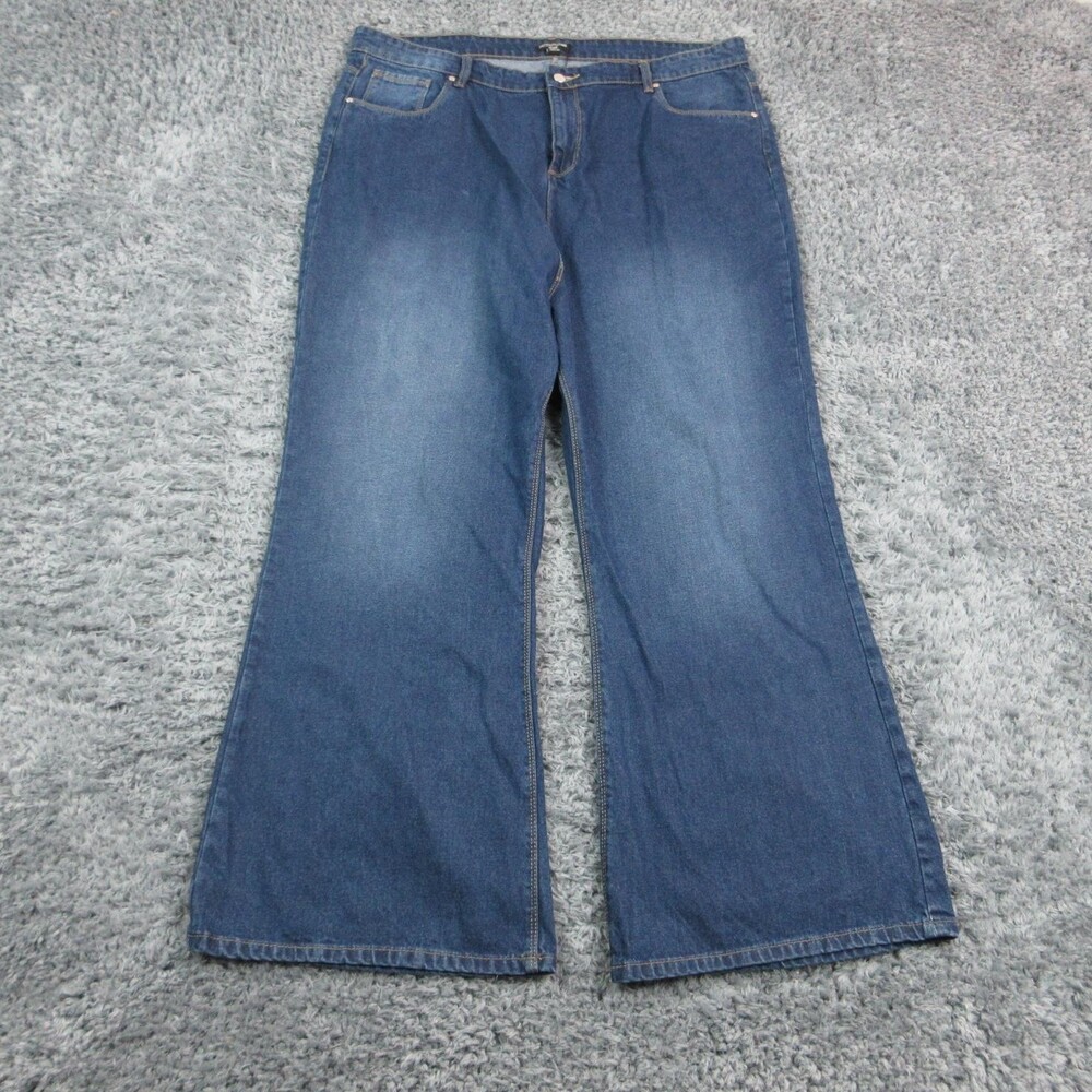 PrettyLittleThing Jeans Womens 20 Plus Blue Flared Relaxed High Rise 43x30.5*